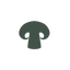 A simple dark green mushroom-shaped icon centered on a plain white background.